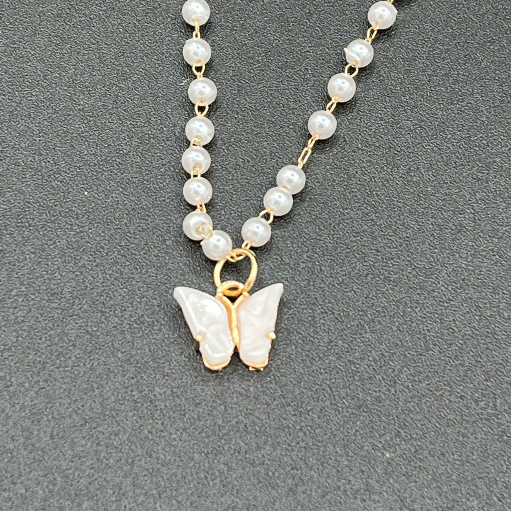 Rue 21 Butterfly Faux Pearl Necklace
